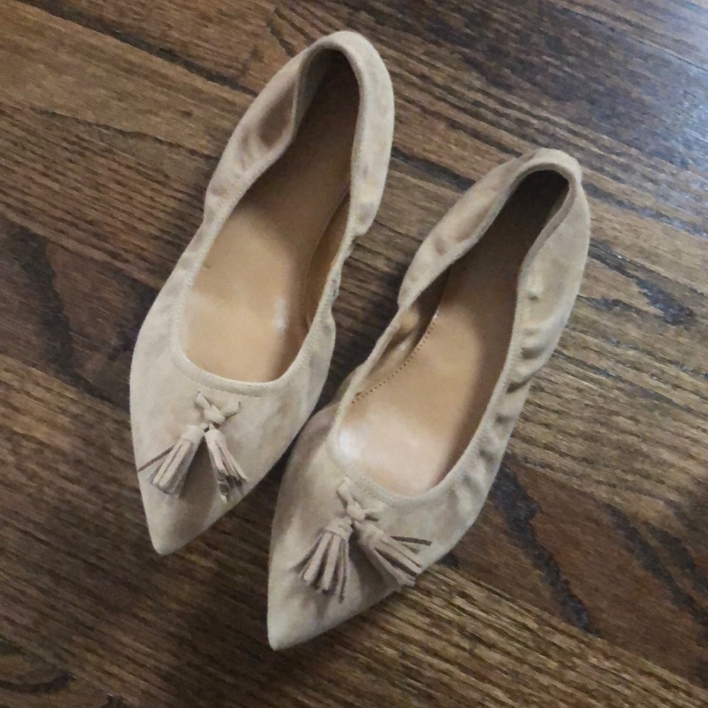 Jcrew nude suede flats